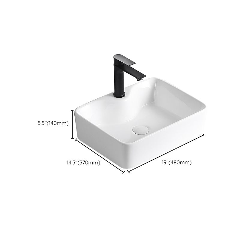 BowLift | Modern Vessel Sink Porcelain Rectangular Vessel Sink (Not Including Faucet)
