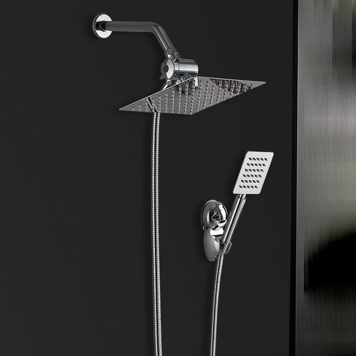 BowLift | Silver Square Double Shower Head Modern Water Filtration Wall-Mounted Shower Head