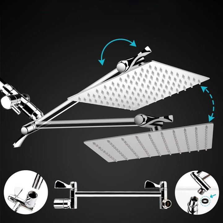 BowLift | Modern Style Dual Showerhead 9-Spray Silver Wall-Mounted Showerhead