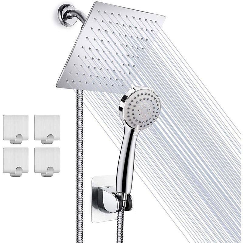 BowLift | High Pressure 8 Inch Shower Set 3-Function Hand Shower Stainless Steel Square Top Light