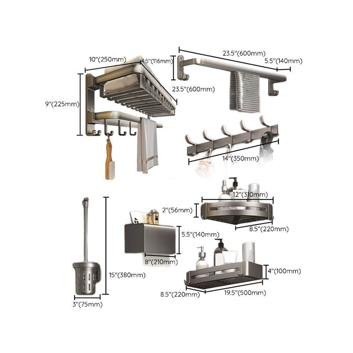 BowLift | Modern Bathroom Accessories Set Gray Bathroom Shelf Paper Holder Bathroom Accessories Kit