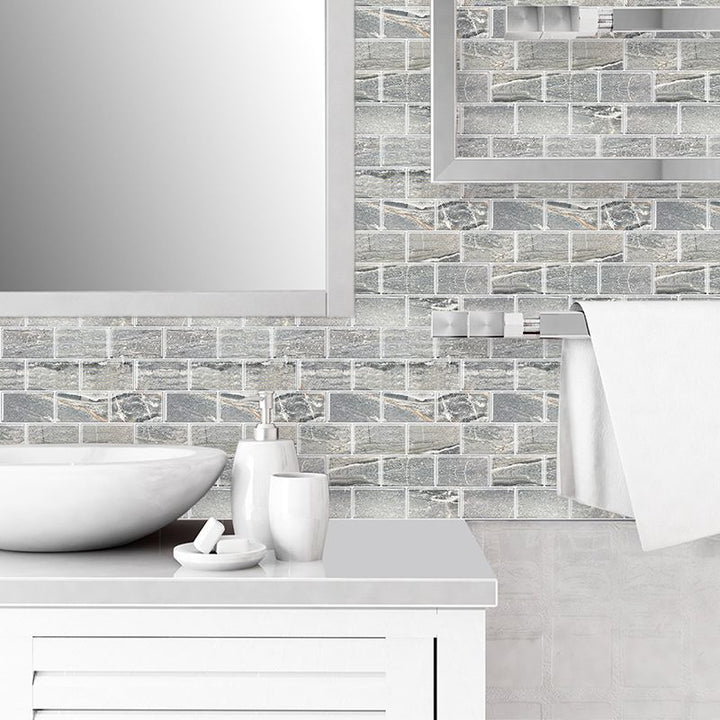 BowLift | Peel and Stick Tiles Subway Rectangle Waterproof PVC Tile-Peel & Stick for the Kitchen 10-Pack