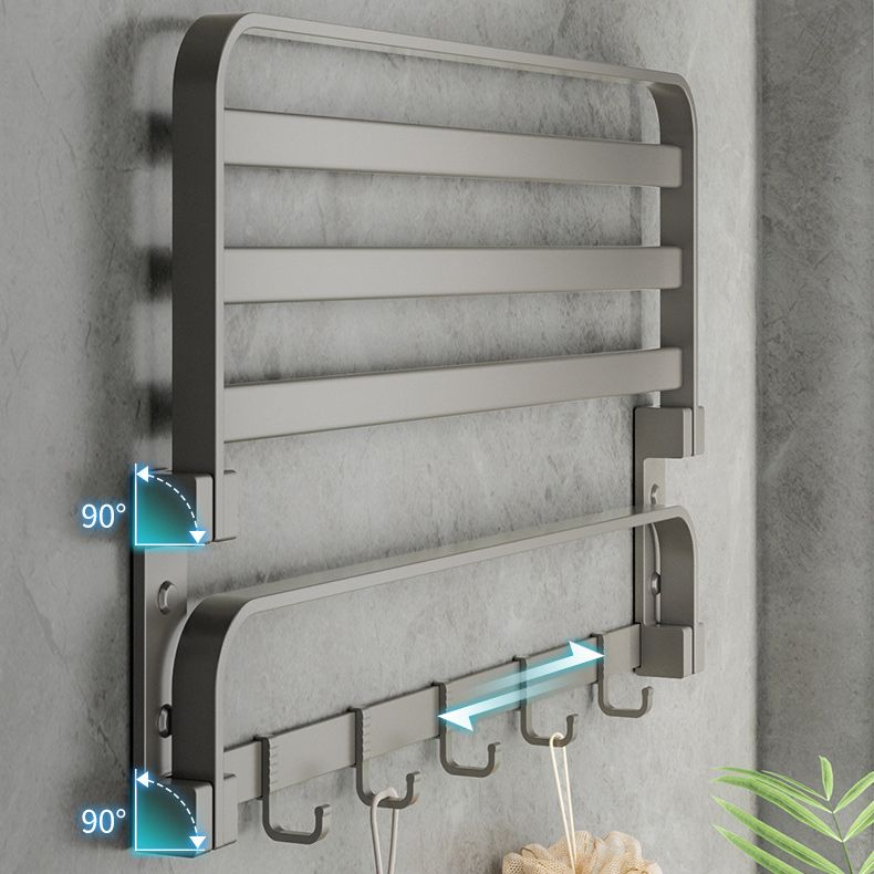 BowLift | Modern Gray Bathroom Accessory Set Aluminum Stainless Steel Bathroom Shelf/Towel Hooks/Towel Bar