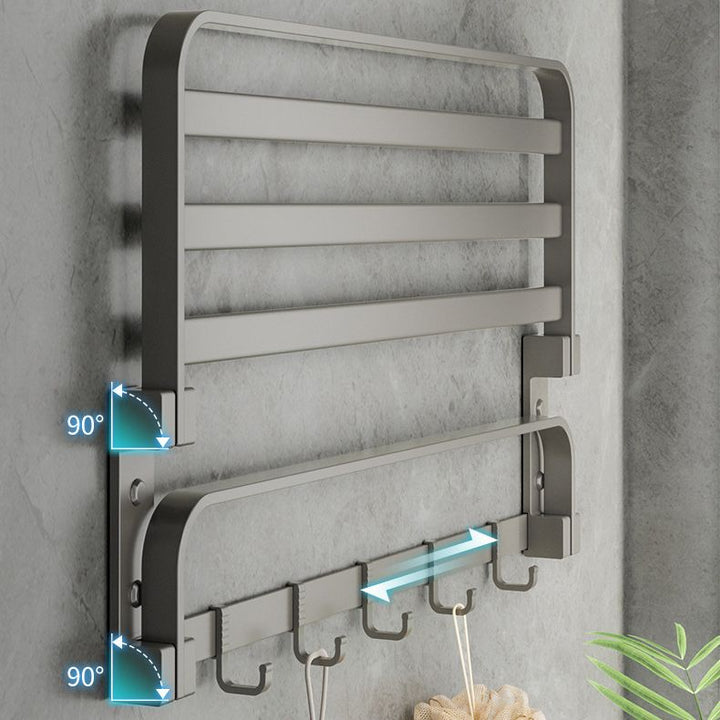 BowLift | Modern Gray Bathroom Accessory Set Aluminum Stainless Steel Bathroom Shelf/Towel Hooks/Towel Bar