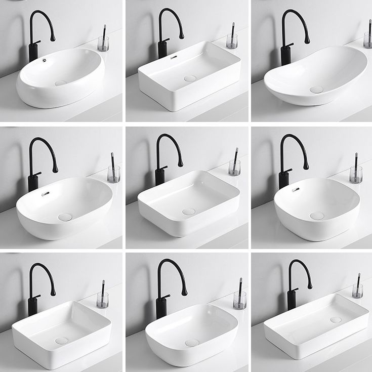 BowLift | Modern Vessel Sink Porcelain Rectangular Vessel Sink (Not Including Faucet)