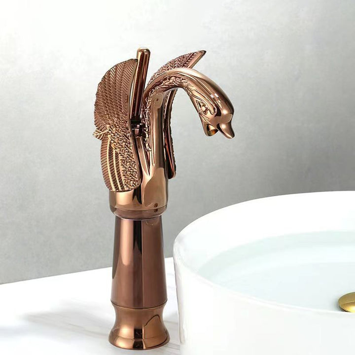 BowLift | Full brass bathroom sink faucet hot and cold water single handle sink faucet