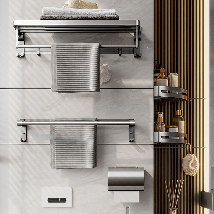 BowLift | Gray Aluminum Bathroom Accessory Set Contemporary Bathroom Shelf