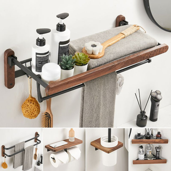 BowLift | Solid Wood Bathroom Accessories Set Folding Metal Bathroom Accessories