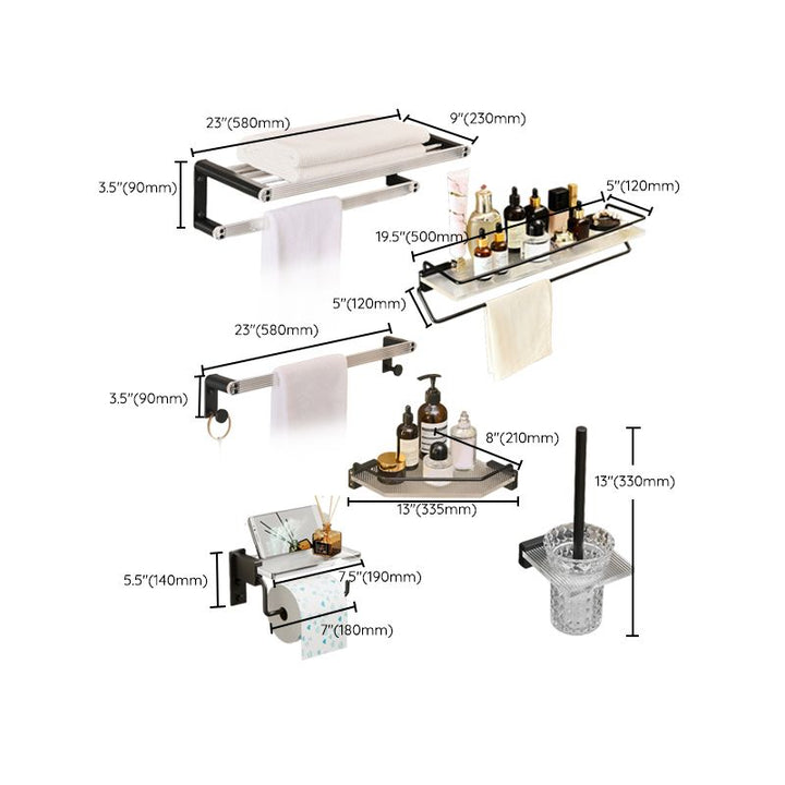 BowLift | Modern Bath Accessories Set Black Towel Bar Bath Shelf Bathroom Fixtures Set