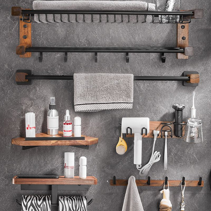 BowLift | Modern black bathroom set bathroom shelf towel bar bathroom accessories set