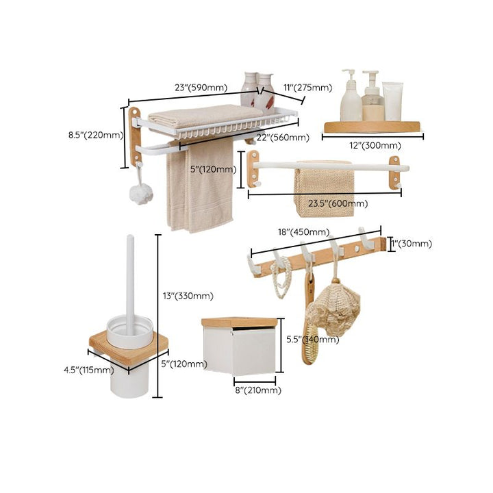 BowLift | Aluminium and Wood Bathroom Accessories Set White Bathroom Accessories Kit