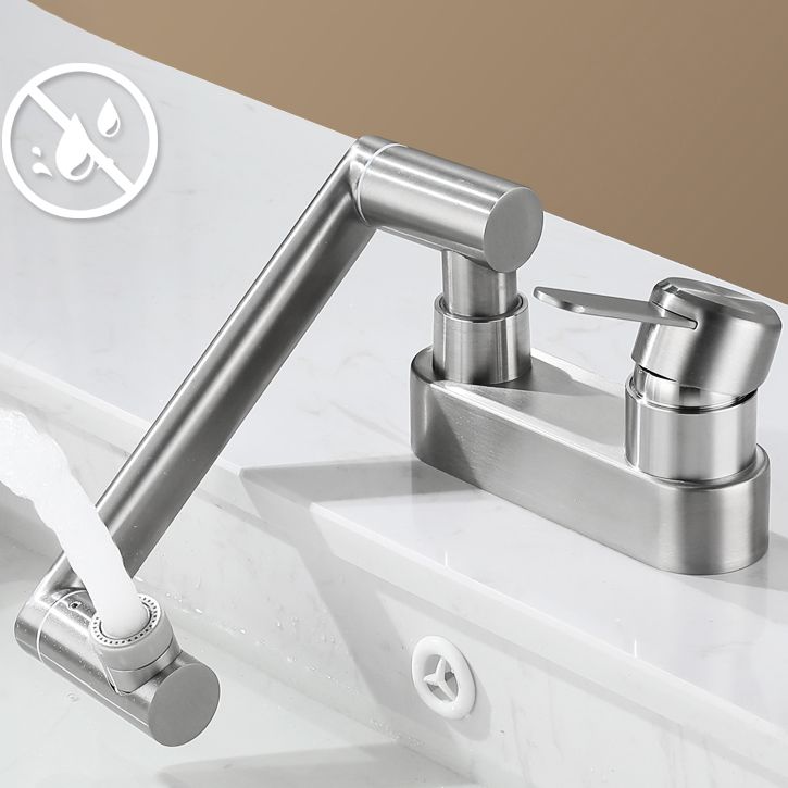 BowLift | 2 holes sink faucet swivel stainless steel single handle central mounted faucet