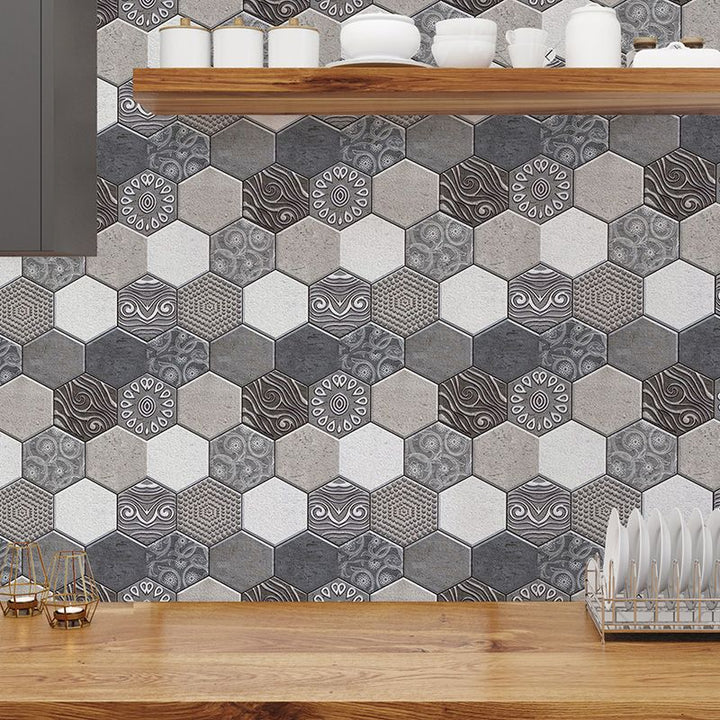 BowLift | Tile-Peel & Stick Hexagon Waterproof Plastic Tile-Peel & Stick for Shower 2-Pack