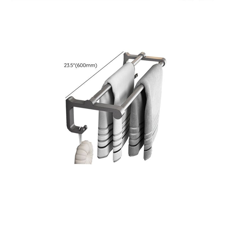 BowLift | Gray contemporary bathroom accessory set Bathroom shelf/towel holder & bathrobe hook incl.