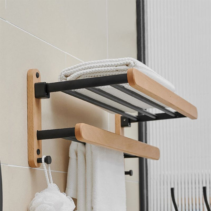 BowLift | Metal and wood bathroom accessories as a single piece or in a set in black
