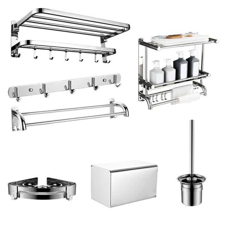 BowLift | Modern Bathroom Accessory Set Made of Chrome-Plated Stainless Steel with Bathrobe Hook/Towel Bar