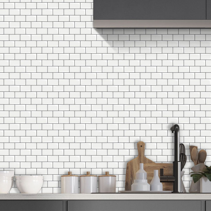 BowLift | 12"x 12" Resin Mosaic Tiles Square Self-Adhesive Tiles for Backsplash & Wall Tile