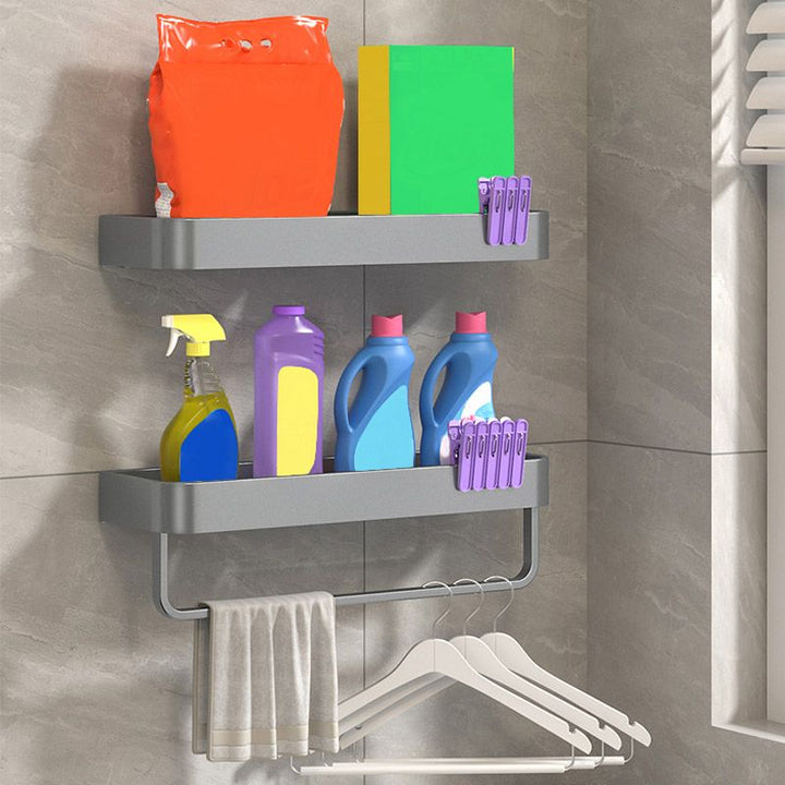 BowLift | Modern Grey 2-piece Bathroom Accessory Set, Matt Grey, Bathroom Shelf