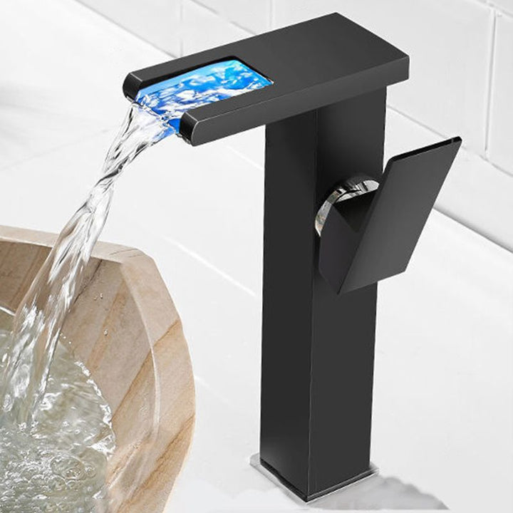BowLift | Modern faucet for sink brass lever handles LED waterfall sink mixer