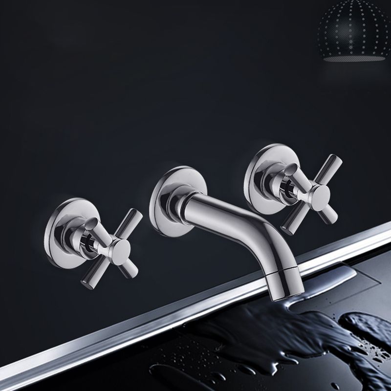 BowLift | Modern bathroom faucet wall-mounted cross handles low arc faucet