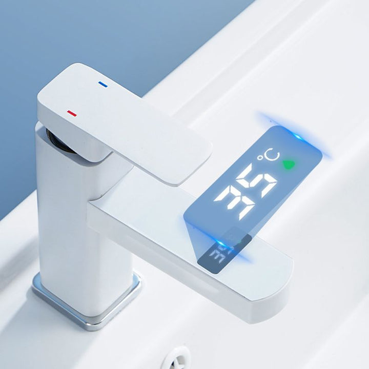BowLift | Contemporary sink faucet Digital display Monochrome Low arch basin Bathroom sink