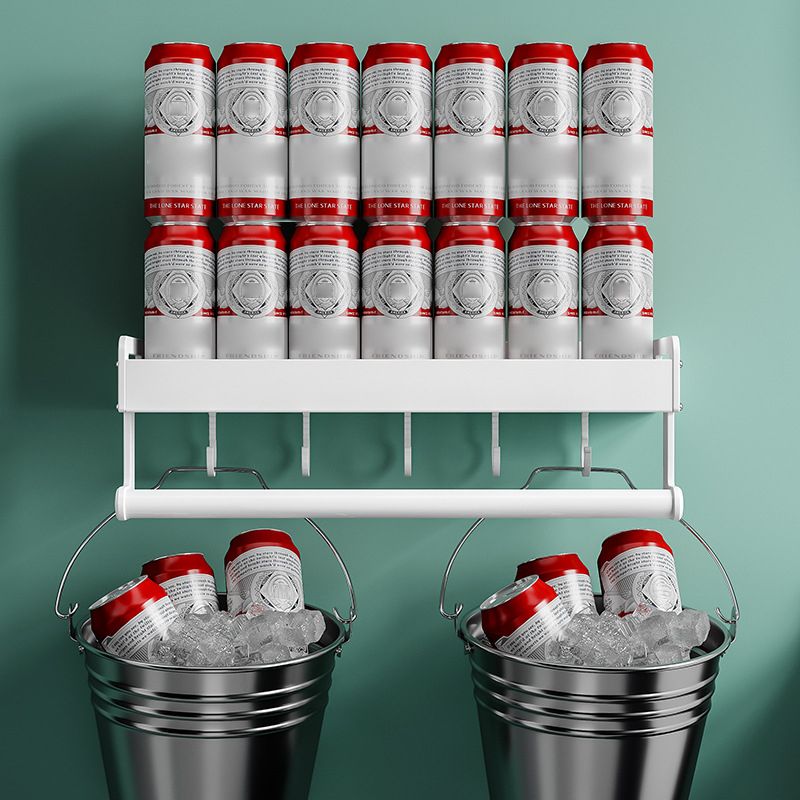 BowLift | 2-piece modern bathroom accessory set White rectangular bath shelf