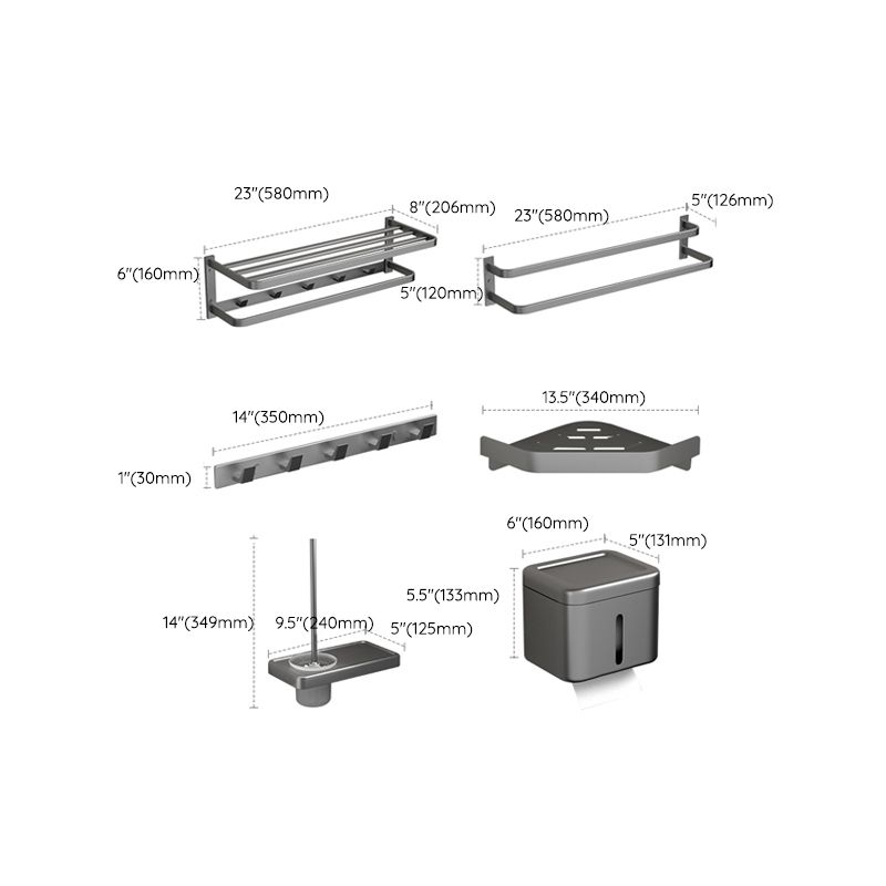 BowLift | Modern gray bathroom hardware set towel rack paper holder bathroom accessory set