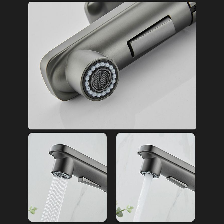 BowLift | Modern Brass Water Faucet Center Mount Bathroom Faucet with Water Hose