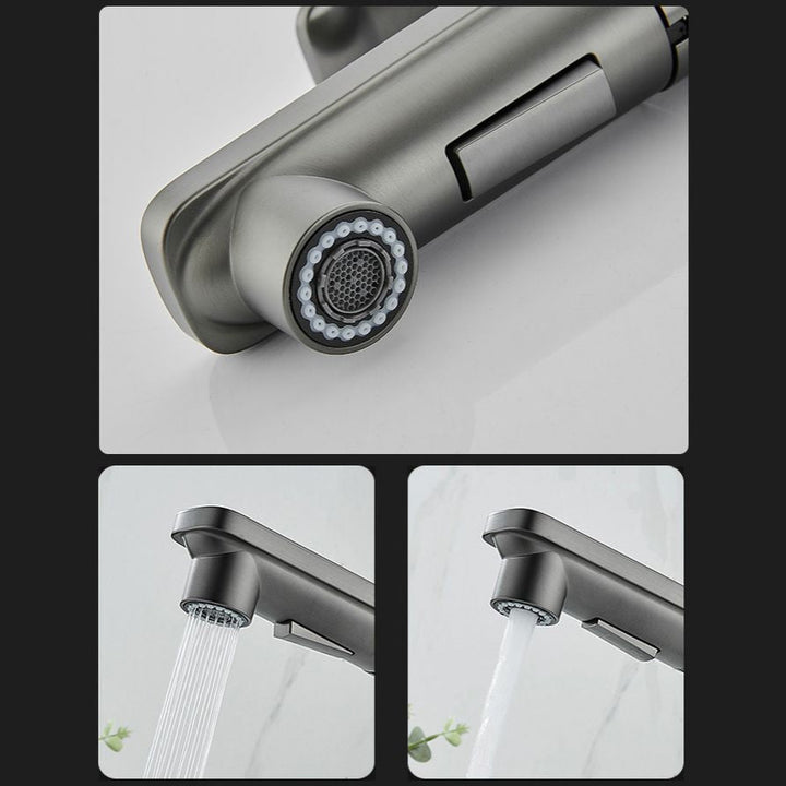 BowLift | Modern Brass Water Faucet Center Mount Bathroom Faucet with Water Hose