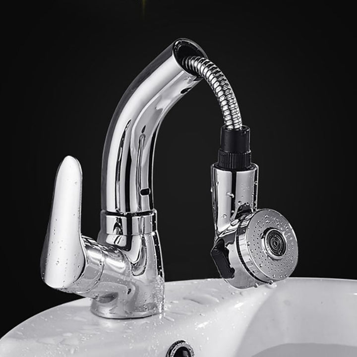 BowLift | Vessel Sink Bathroom Faucet with Swiveling Spout Single Lever Faucet with Pull-Out Spray