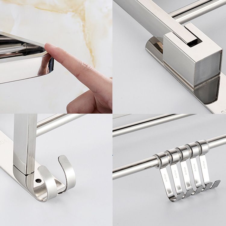BowLift | Modern Bathroom Accessory Set Made of Chrome-Plated Stainless Steel with Bathrobe Hook/Towel Bar