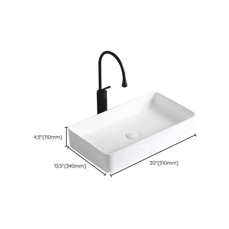 BowLift | Modern Vessel Sink Porcelain Rectangular Vessel Sink (Not Including Faucet)
