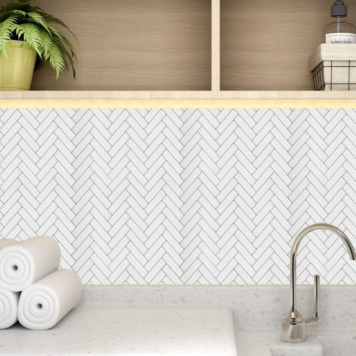 BowLift | Modern Peel and Stick Tiles PVC Herringbone Peel and Stick Backsplash Tiles