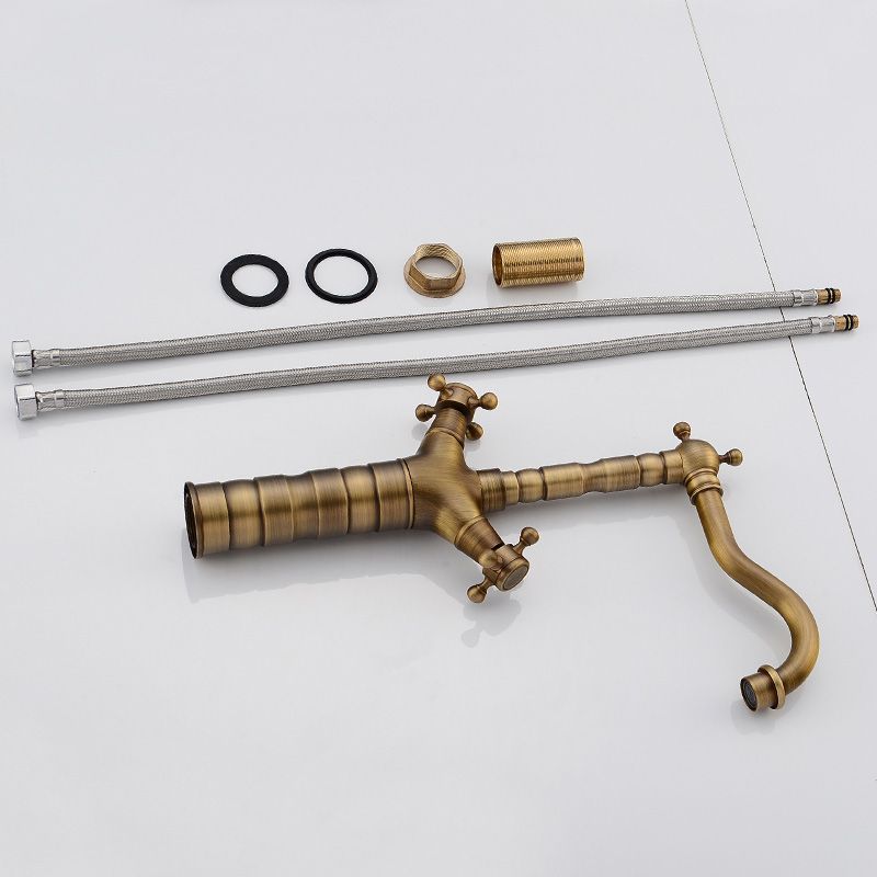 BowLift | Deck Mounted Copper Roman Tub Faucet Double Handles Roman Tub Faucet Set