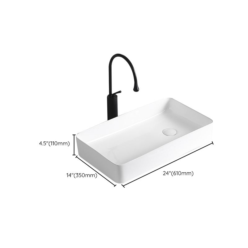 BowLift | Modern Vessel Sink Porcelain Rectangular Vessel Sink (Not Including Faucet)