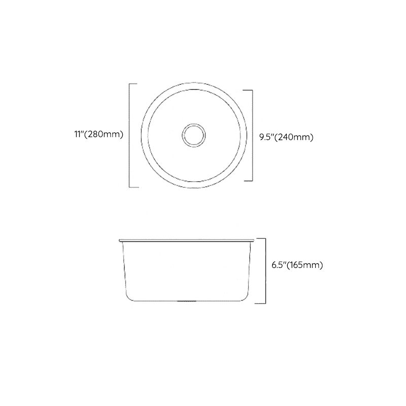 BowLift | Classic Round Wash Basin Stainless Steel Built-in Basin Non-slip Round Basin for the Kitchen