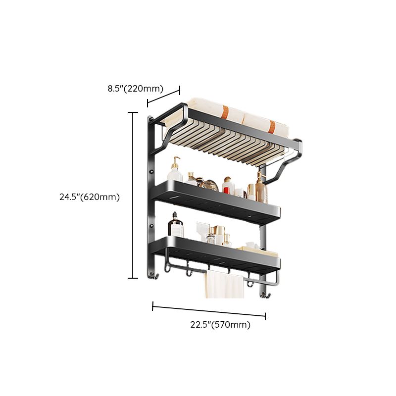 BowLift | Modern Bathroom Set Matte Black Bathroom Shelf Towel Rack Bathroom Accessories Set