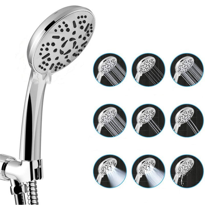 BowLift | Modern Style Dual Showerhead 9-Spray Silver Wall-Mounted Showerhead