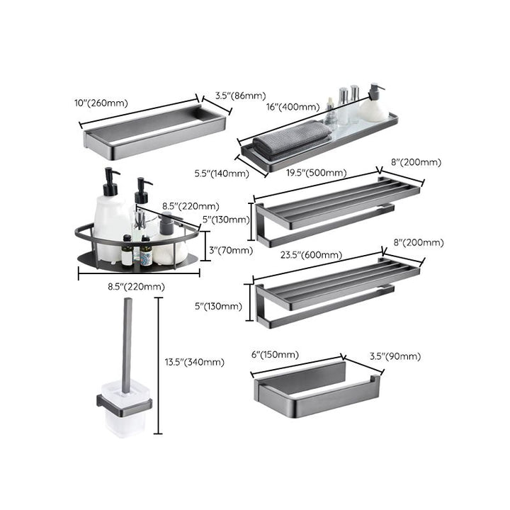 BowLift | Gray 5-piece modern bathroom accessory set made of stainless steel