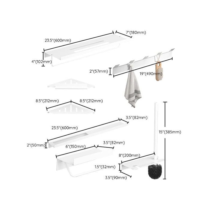 BowLift | Modern White Bathroom Accessory Set Bathroom Shelf Paper Holder Bathroom Accessory Kit