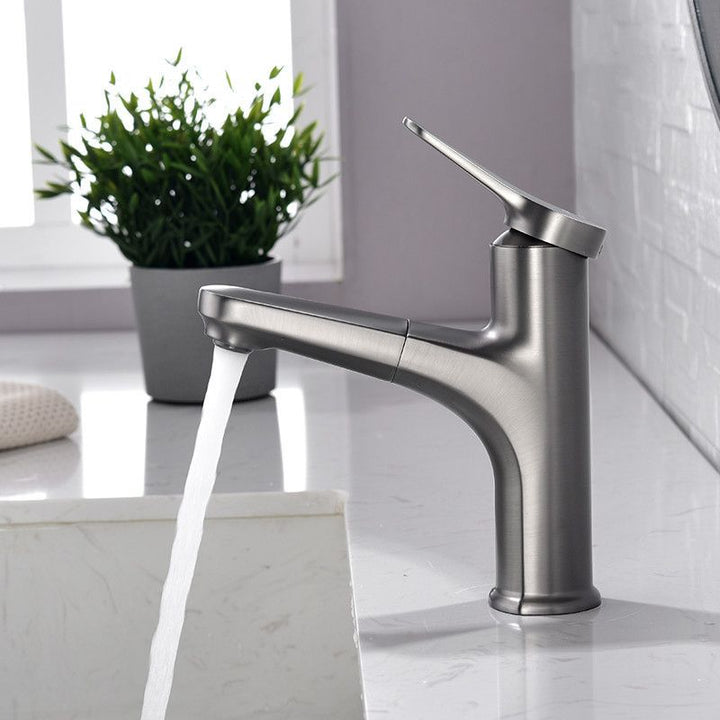 BowLift | Round Modern Sink Faucet with Pull-Out Single-Hole Basin Faucet