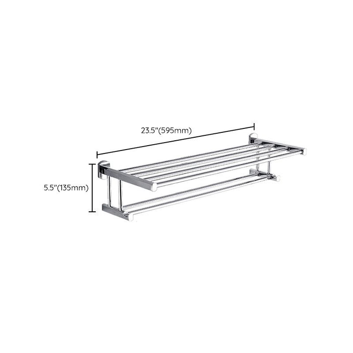 BowLift | Polished Chrome Modern Bathroom Accessory Set Silver Towel Holder/Bath Shelf