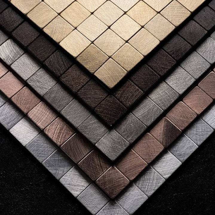 BowLift | Mosaic Tiles Wallpaper Square Shape Peel and Stick Mosaic Tiles with Metal Look