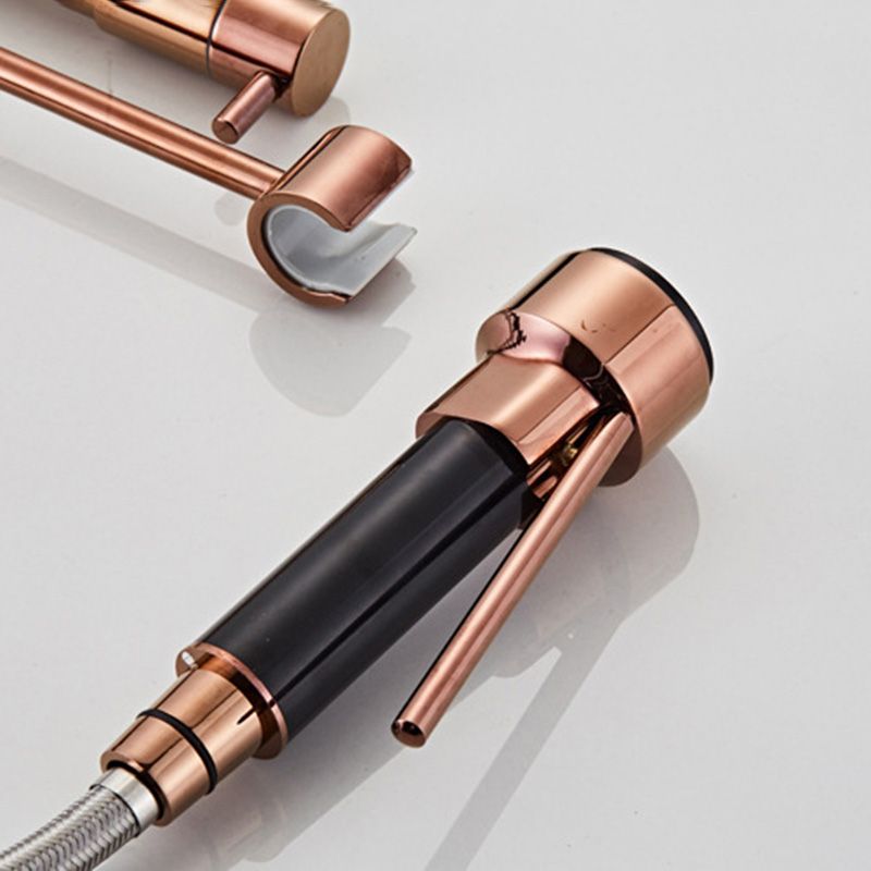 BowLift | Glam Basin Faucet Brass Lever Handles Spring Neck Three-Function Bathroom Sink Tap