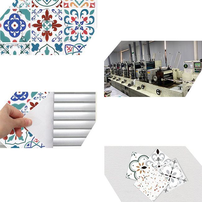 BowLift | Square Print Plastic Peel & Stick Tile Field Tile for Backsplash Wall