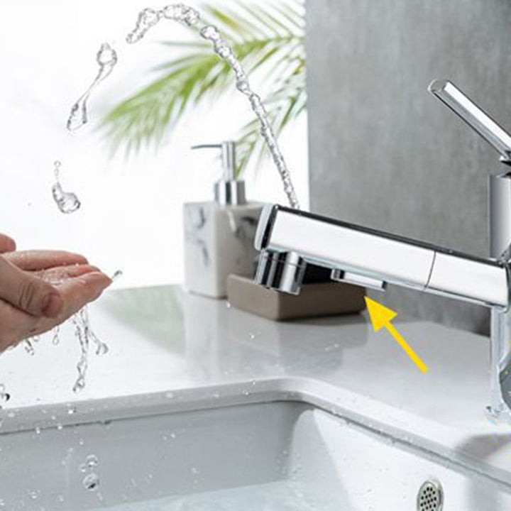 BowLift | Contemporary Vessel Sink Faucet Copper Single Handle Low Arc Pull Down Vessel Faucet