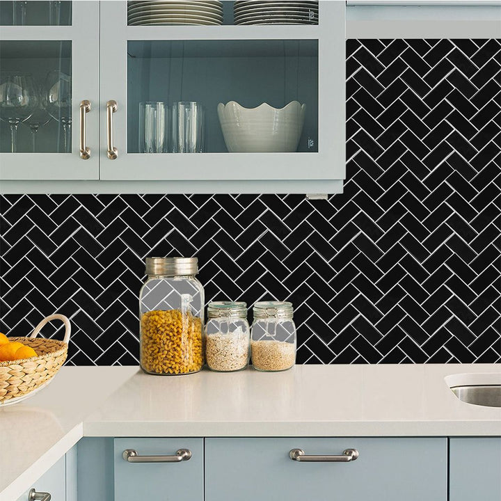 BowLift | Square Peel & Stick Mosaic Tile Herringbone Peel and Stick Wall Tile