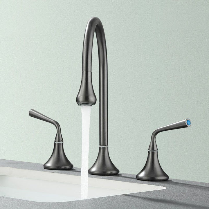BowLift | Double Handle Tub Filler Deck Mounted High Arc Brass Modern Roman Tub Filler