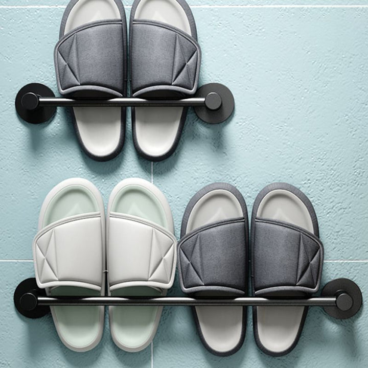 BowLift | 2-piece modern bathroom accessory set metal slipper rack/towel bar