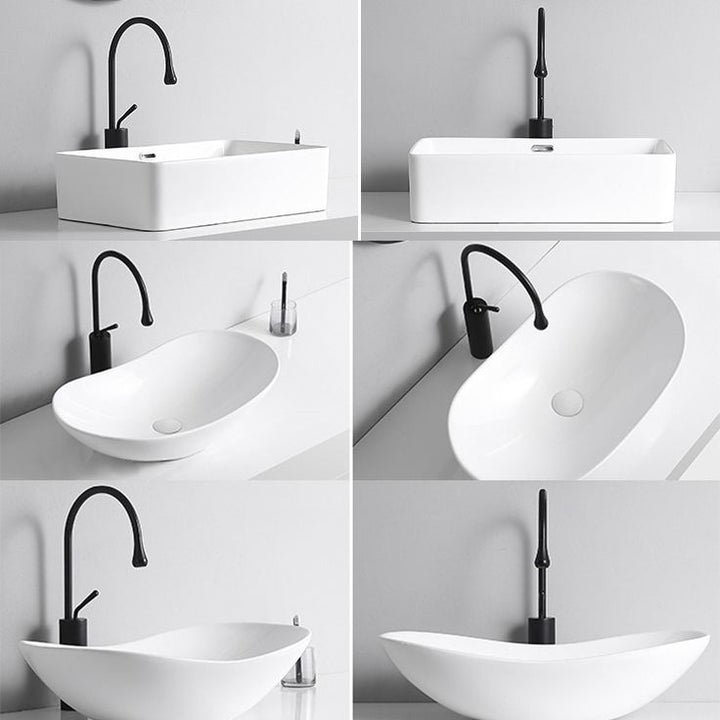 BowLift | Modern Vessel Sink Porcelain Rectangular Vessel Sink (Not Including Faucet)